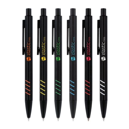 STYLO BILLE ECRITURE BLEU CORPS ET CLIP METAL SOUS COUCHE COLOREE - 2
