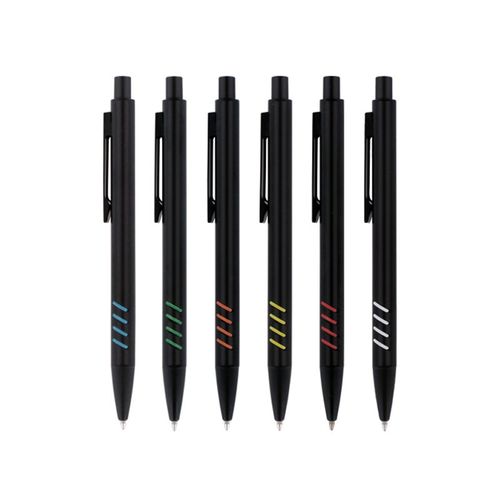 STYLO BILLE ECRITURE BLEU CORPS ET CLIP METAL SOUS COUCHE COLOREE