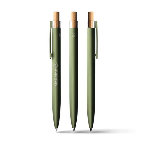 STYLO BILLE ECRITURE BLEUE EN ALU RECYCLE