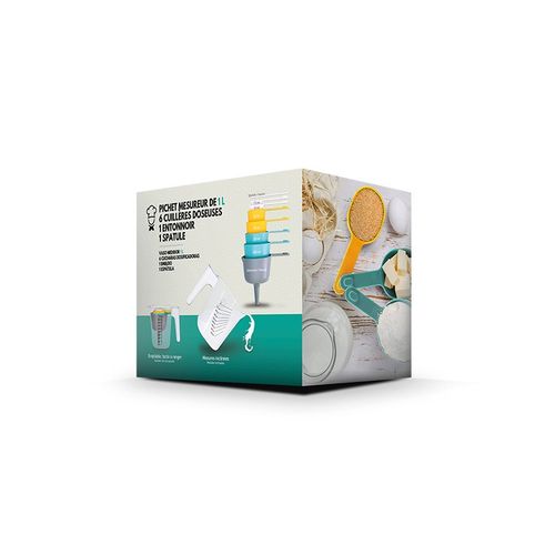 CUILLERES ET PICHET DOSEURS + ENTONNOIR + SPATULE - 6