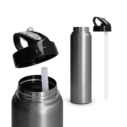 BOUTEILLE GOURDE 1 L INOX AVEC PAILLE
