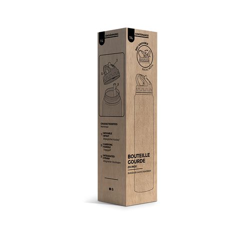 BOUTEILLE GOURDE  INOX 1 L AVEC PAILLE