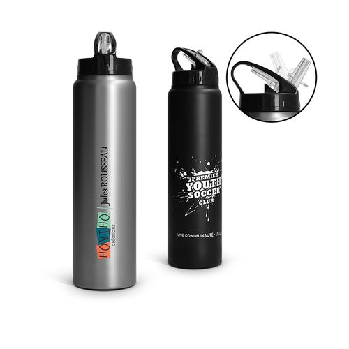 BOUTEILLE GOURDE 1 L INOX AVEC PAILLE