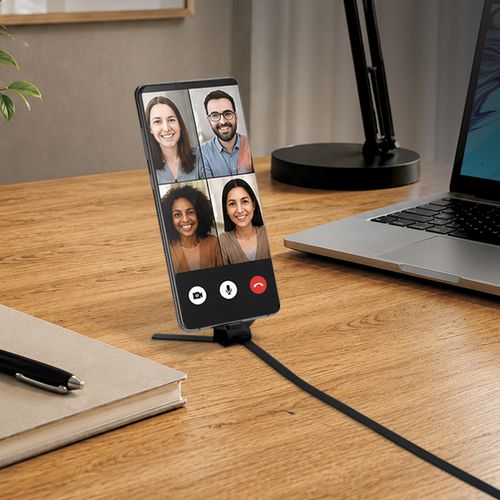 CÂBLE DE CHARGE RAPIDE USB-C AVEC SUPPORT DE TÉLÉPHONE PLIABLE