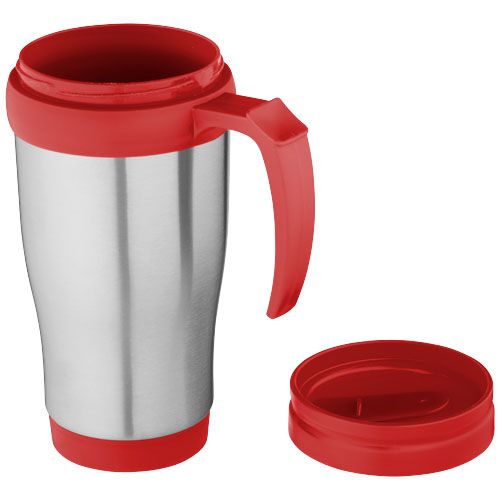 plateado/rojo Taza isotérmica de 400 ml