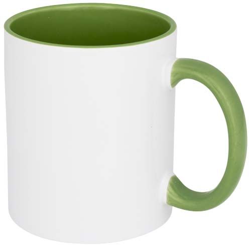 green Taza de 350 ml para sublimación con asas e interior de color Pix