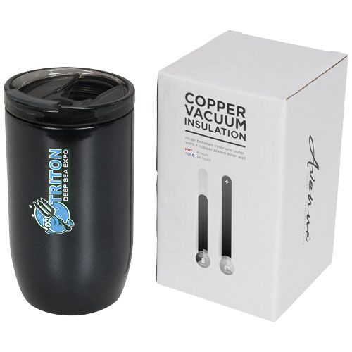 negro brillante Vaso de 380 ml con aislamiento de cobre al vacío