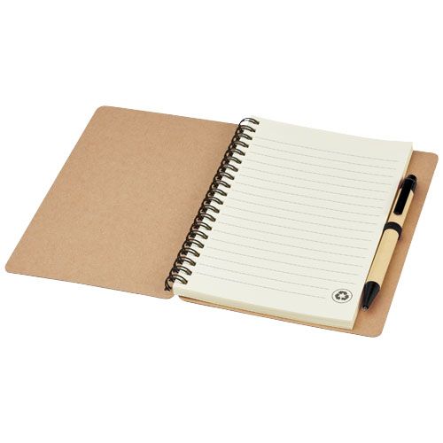 natural/negro Libreta de papel reciclado con bolígrafo