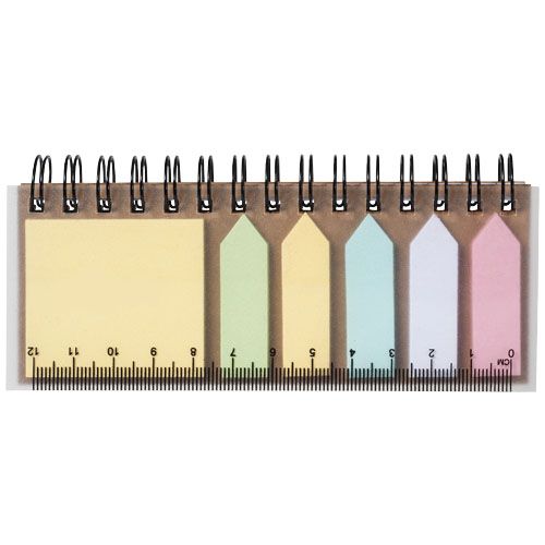 natural Libreta con espiral y notas adhesivas de colores