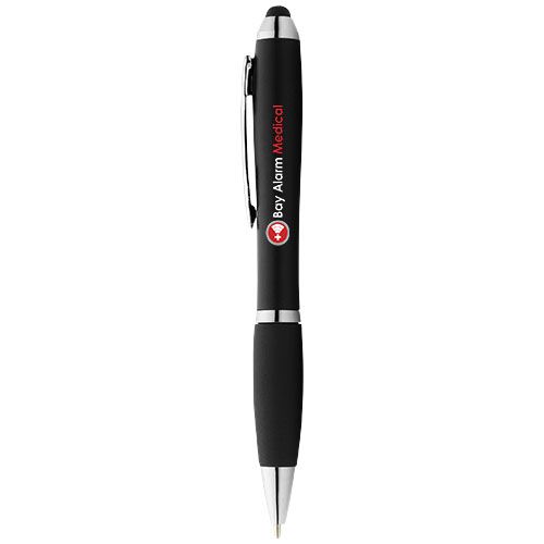 Bolígrafo stylus de color con empuñadura negra 