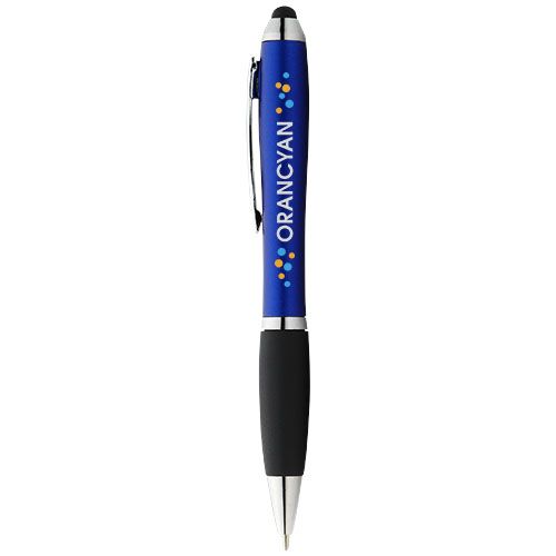 Bolígrafo stylus de color con empuñadura negra 