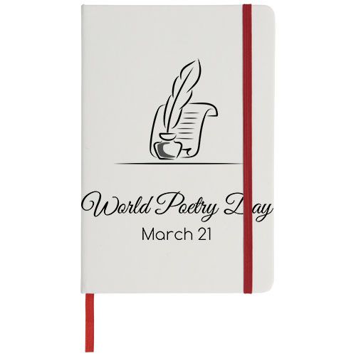 blanco/rojo Libreta A5 blanca con cinta de color