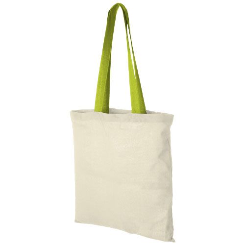 natural/verde lima Bolsa Tote de algodón 100 g/m² con asas largas contrastadas