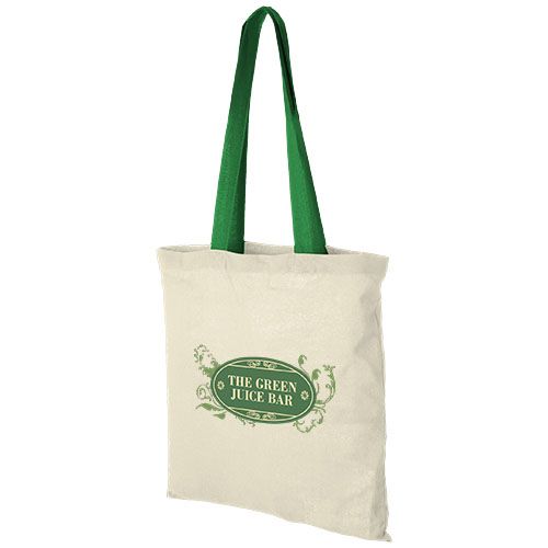 natural/verde vivo Bolsa Tote de algodón 100 g/m² con asas largas contrastadas