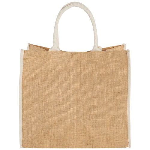 Bolsa Tote de yute con bordes contrastados 