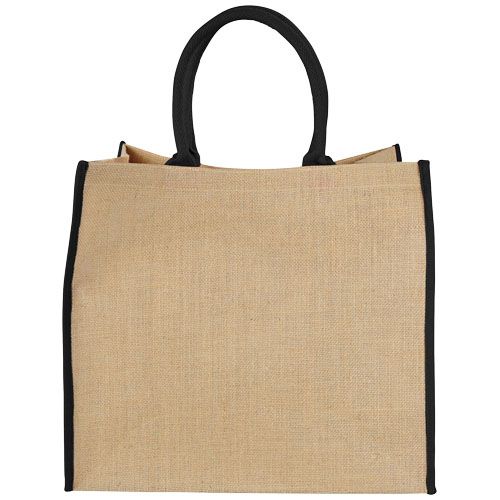 Bolsa Tote de yute con bordes contrastados 