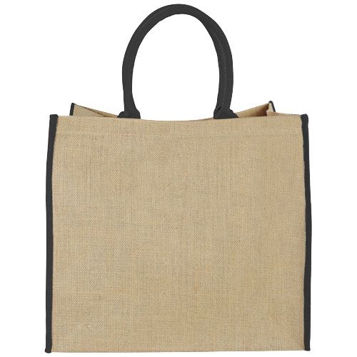 Bolsa Tote de yute con bordes contrastados 