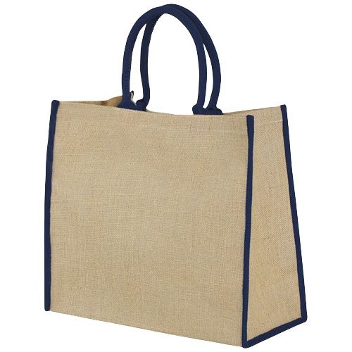Bolsa Tote de yute con bordes contrastados 