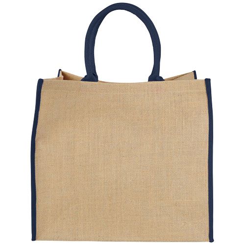 Bolsa Tote de yute con bordes contrastados 