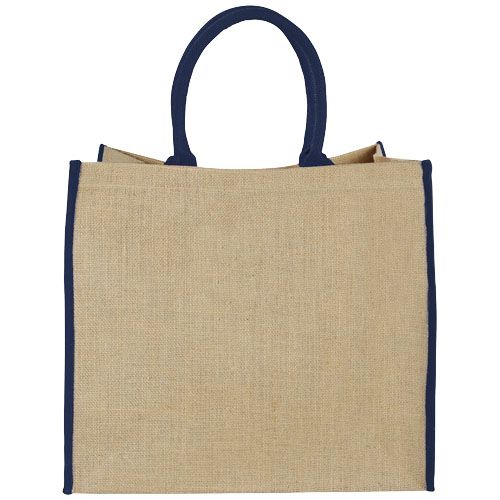 Bolsa Tote de yute con bordes contrastados 