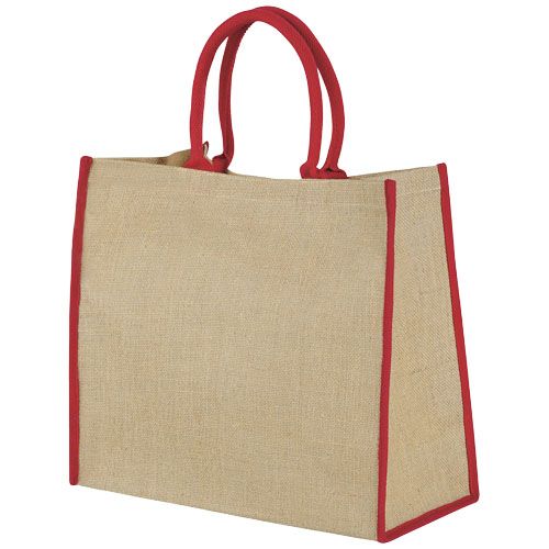 BOLSA TOTE DE YUTE CON BORDES CONTRASTADOS 