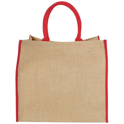 Bolsa Tote de yute con bordes contrastados 
