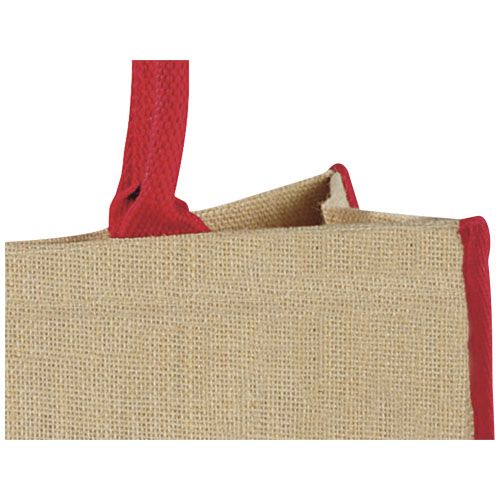 Bolsa Tote de yute con bordes contrastados 