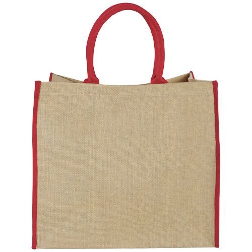 Bolsa Tote de yute con bordes contrastados 