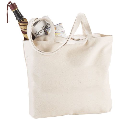 natural Bolsa Tote de algodón 320 g/m² con cremallera