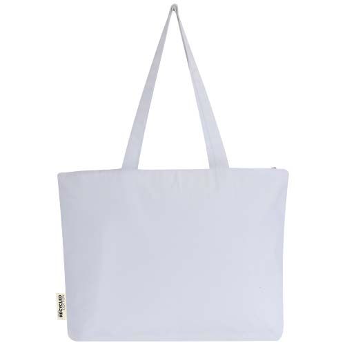 white Bolsa Tote de algodón 320 g/m² con cremallera Ningbo