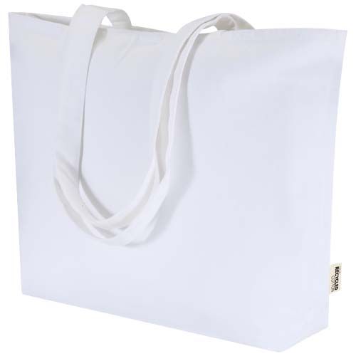 white Bolsa Tote de algodón 320 g/m² con cremallera Ningbo