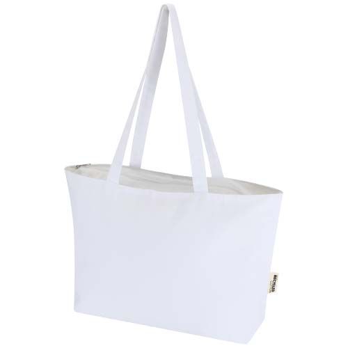white Bolsa Tote de algodón 320 g/m² con cremallera Ningbo