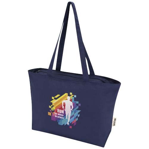 azul marino Bolsa Tote de algodón 320 g/m² con cremallera Ningbo