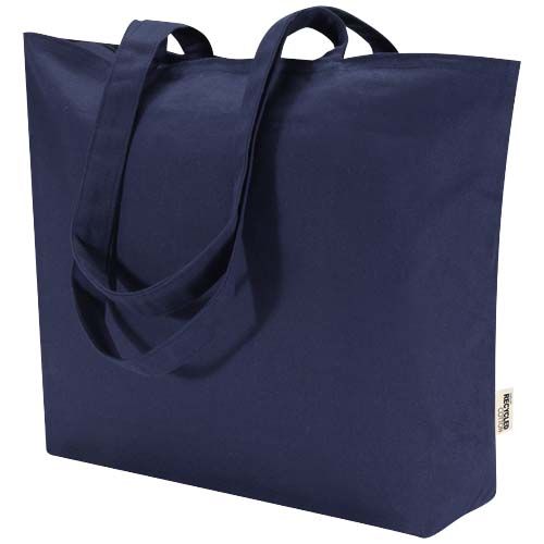azul marino Bolsa Tote de algodón 320 g/m² con cremallera Ningbo