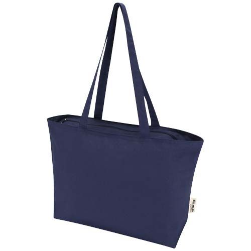 azul marino Bolsa Tote de algodón 320 g/m² con cremallera Ningbo