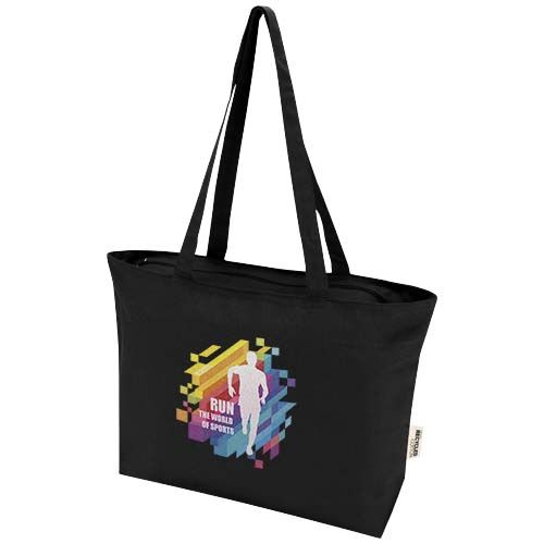 black Bolsa Tote de algodón 320 g/m² con cremallera Ningbo