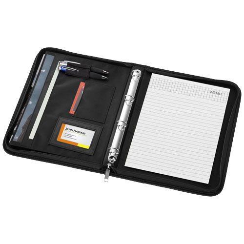 black Portafolios A4 deluxe con cremallera