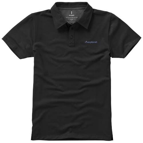 black Polo de manga corta elástico para hombre
