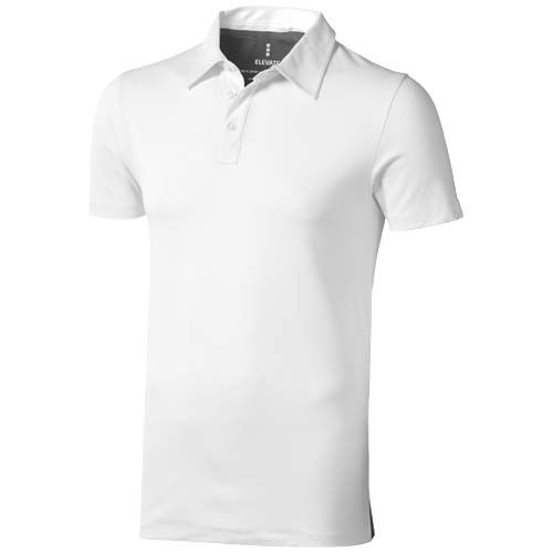 white Polo de manga corta elástico para hombre