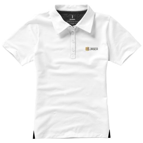 white Polo de manga corta elástico para mujer