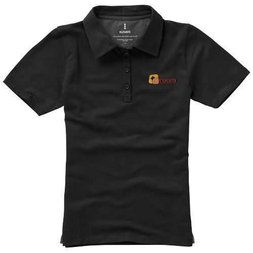 black Polo de manga corta elástico para mujer