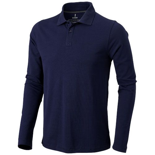 azul marino Polo de manga larga para hombre
