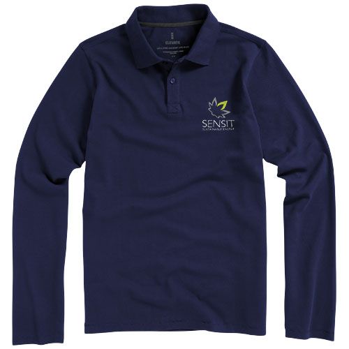 azul marino Polo de manga larga para hombre