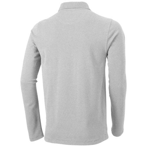 gris mezclado Polo de manga larga para hombre