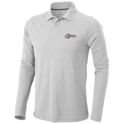 gris mezclado Polo de manga larga para hombre