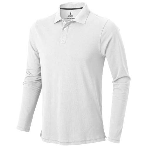 white Polo de manga larga para hombre