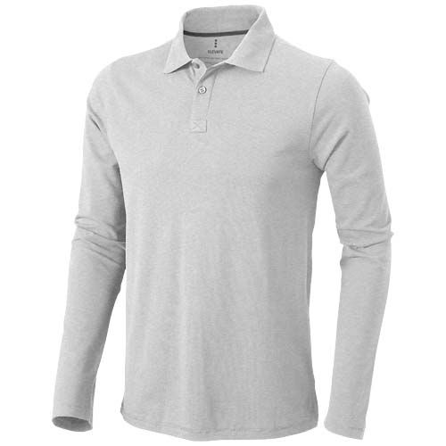 gris mezclado Polo de manga larga para hombre
