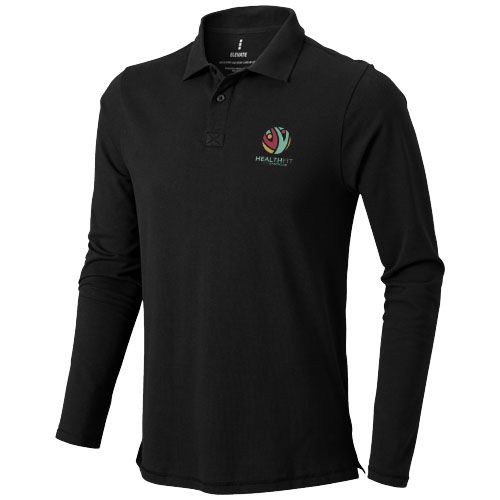 black Polo de manga larga para hombre