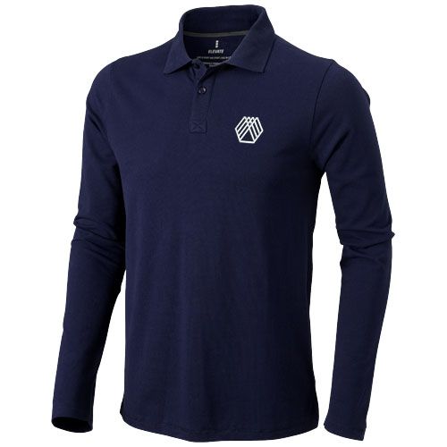 azul marino Polo de manga larga para hombre