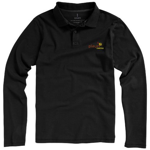 black Polo de manga larga para hombre